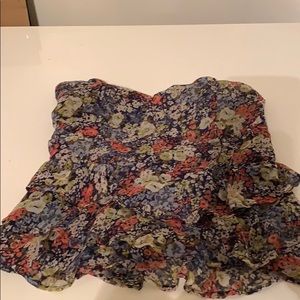 Floral ruffle tube top